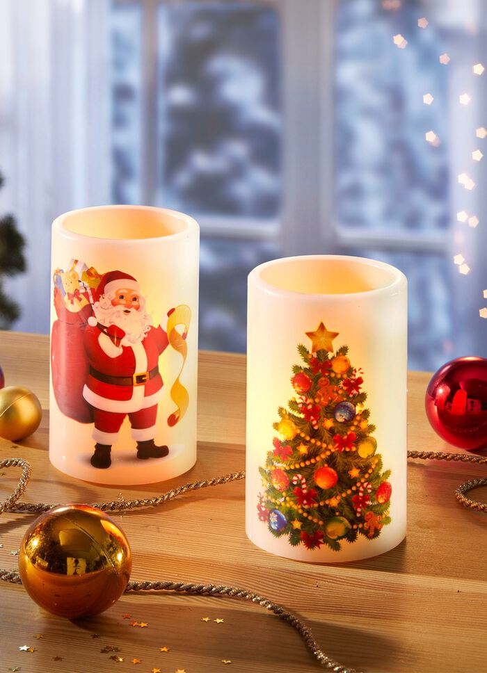 LED-Kerzen aus Echtwachs, 2er-Set 