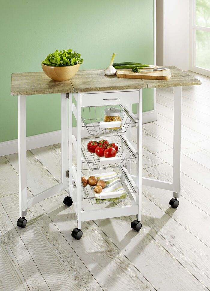 Platzsparend zusammenklappbarer K&uuml;chenwagen 