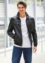 Lederblouson mit Steh-Umlegekragen 