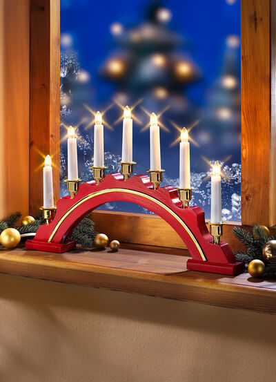 Lichterbogen aus Holz, 7-flammig 