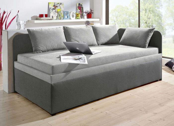 Studioliege mit beidseitig montierbarer Kopf- und Seitenblende 