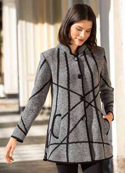 Strickmantel in Jacquard-Dessin 
