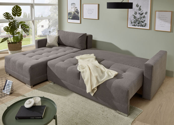 Polsterecke mit Funktion und Bettkasten BRAUN