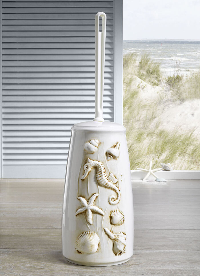 Handgearbeitete WC-Garnitur aus Keramik CREME-BRAUN