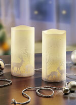 Batteriebetriebene LED-Echtwachskerze, 2er-Set 