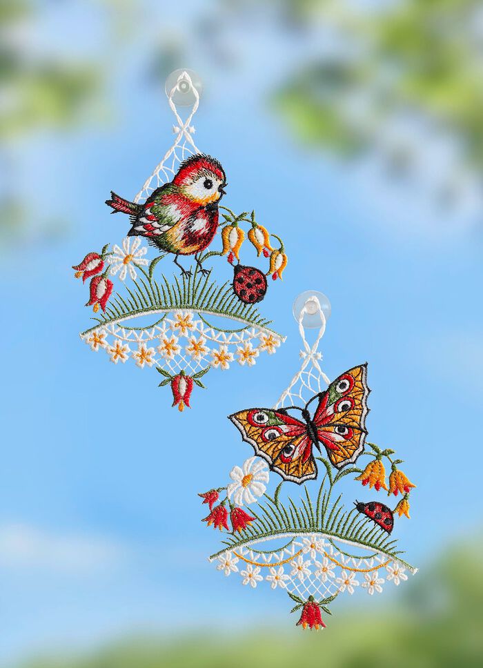 Fensterbilder mit fr&uuml;hlingshaften Motiv, 2er-Set 