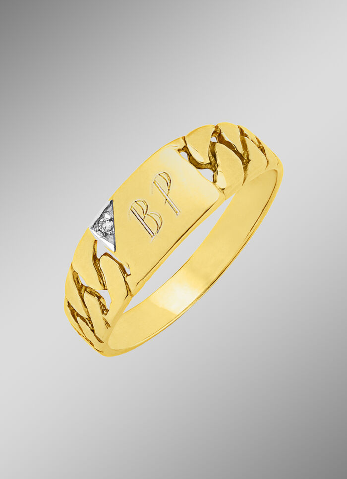 Herrenring mit Diamant, zur Gravur geeignet 
