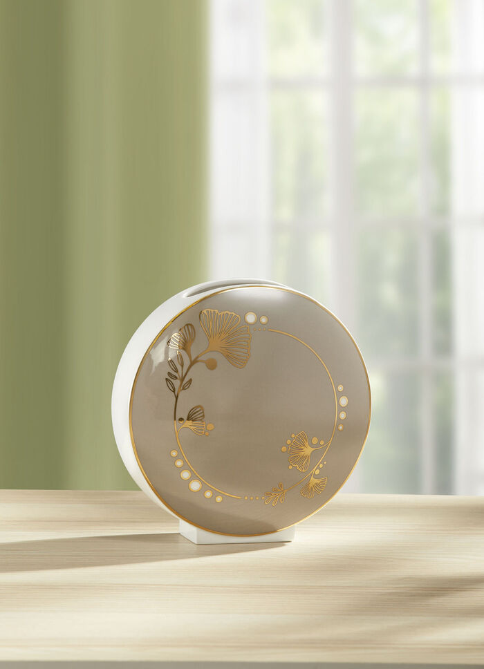 Goebel Vase mit Ginkgo-Dessin 