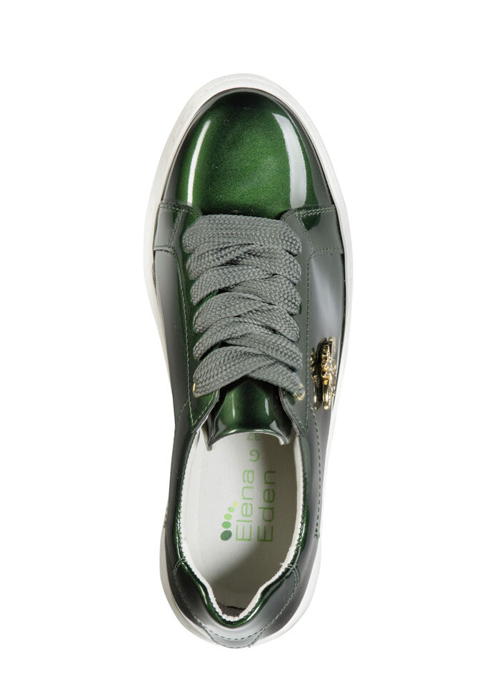 ELENA EDEN Sneaker aus Lackleder mit edlem Metallschmuck DUNKELGRÜN
