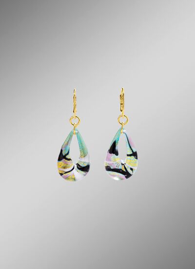 Ohrringe mit Muranoglas in Hellblau- und Goldt&ouml;nen 