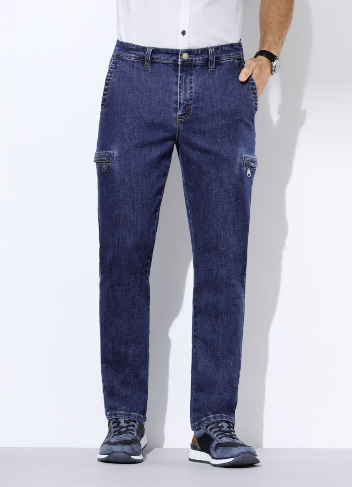 Jeans mit Cargotaschen in 2 Farben JEANSBLAU