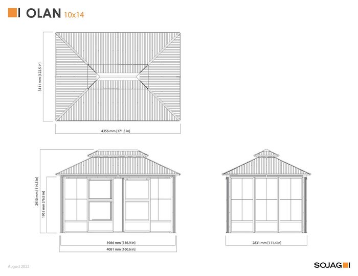 Pavillon "Olan" aus pulverbeschichtetem Aluminium 