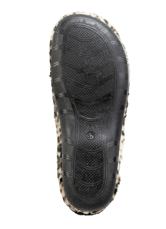 Laurina, trendige Damen-Hausschuhe, mit Leoparden-Dessin BRAUN-SCHWARZ