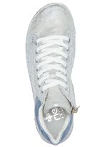 Rieker Schn&uuml;r-Bootie aus originell bedrucktem Synthetikmaterial SILBERGRAU-BLEU