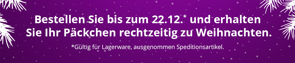 Bestellen Sie bis 19.12. um 12 Uhr und erhalten Sie Ihr P&auml;ckchen rechtzeitig zu Weihnachten.