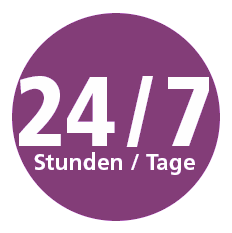 24 Stunden 7 Tage die Woche