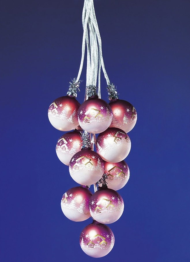 5 Glaskugelgehänge Beleuchtet Grün-Weiß Glasschmuck Beleuchtet